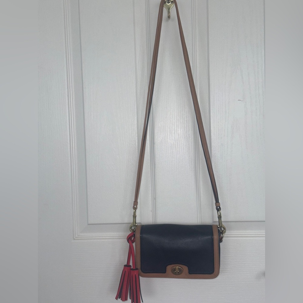 COACH LEGACY COLOR BLOCK TASSLE LEATHER CROSSBODY BAG EUC #19898 - Picture 11 of 14